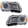 Driver and Passenger Side Headlights, with Bulbs, Halogen, with chrome bezel