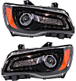 Driver and Passenger Side Headlights, with Bulbs, Halogen, with black bezel