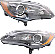 Driver and Passenger Side Halogen Headlights, with Bulbs, Convertible/Sedan, with chrome insert, CAPA Certified