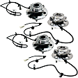 Front and Rear, Driver and Passenger Side Wheel Hub, 5 Lugs, With Bearing, With Sensor