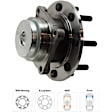Front, Driver and Passenger Side Wheel Hub, 8 Lugs, With Bearing, With Sensor, RWD