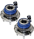 Front, Driver and Passenger Side Wheel Hub, 6 Lugs, With Bearing, With Sensor, AWD