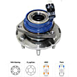 Front, Driver and Passenger Side Wheel Hub, 6 Lugs, With Bearing, With Sensor, AWD