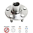 Front and Rear, Driver and Passenger Side Wheel Hub, 5 Lugs, Front - Without Bearing; Rear - With Bearing