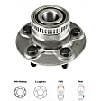 Front and Rear, Driver and Passenger Side Wheel Hub, 5 Lugs, Front - Without Bearing; Rear - With Bearing