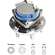 Front, Driver and Passenger Side Wheel Hub, 6 Lugs, With Bearing, With Sensor