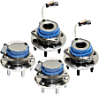 Front and Rear, Driver and Passenger Side Wheel Hub, 6 Lugs, With Bearing, With Sensor