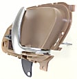 Front or Rear, Driver and Passenger Side Interior Door Handles, Beige bezel with chrome lever, With door lock button