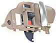 Front or Rear, Driver and Passenger Side Interior Door Handles, Beige bezel with chrome lever, With door lock button
