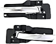 Front, Driver and Passenger Side Interior Door Handles, Chrome Lever with Primed Bezel, Without Door Lock Hole