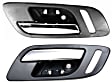 Front, Driver and Passenger Side Interior Door Handles, Chrome Lever with Black Bezel, Without Door Lock Hole