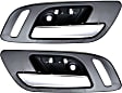 Front, Driver and Passenger Side Interior Door Handles, Chrome Lever with Black Bezel, Without Door Lock Hole