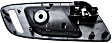 Front, Driver and Passenger Side Interior Door Handles, Chrome Lever with Black Bezel, Without Door Lock Hole