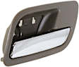 Front and Rear, Driver and Passenger Side Interior Door Handles, Brown Bezel with Chrome Lever, Without Door Lock Hole