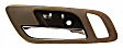 Front, Driver and Passenger Side Interior Door Handles, Brown bezel with chrome lever, Without Door Lock Hole