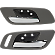 Front, Driver and Passenger Side Interior Door Handles, Gray Bezel with Chrome Lever, without Door Lock Hole, with Small Hole for Power Window Switch