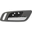 Front, Driver and Passenger Side Interior Door Handles, Gray Bezel with Chrome Lever, without Door Lock Hole, with Small Hole for Power Window Switch