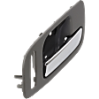 Front, Driver and Passenger Side Interior Door Handles, Gray Bezel with Chrome Lever, without Door Lock Hole, with Small Hole for Power Window Switch