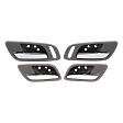 Front and Rear, Driver and Passenger Side Interior Door Handles, Gray Bezel with Chrome Lever, Without Door Lock Hole
