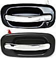 2002-2006 Cadillac Escalade EXT - Front, Driver and Passenger Side Exterior Door Handles, Chrome Lever with Smooth Black Bezel, Driver Side - With Key Hole; Passenger Side - Without Key Hole