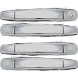 Front and Rear, Driver and Passenger Side Chrome Exterior Door Handle, Front Driver Side - With Key Hole; Front Passenger Side or Rear Driver or Passenger Side - Without Key Hole