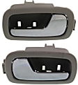 Front, Driver and Passenger Side Interior Door Handles, Gray bezel with chrome lever, Without Door Lock Hole