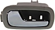 Front, Driver and Passenger Side Interior Door Handles, Gray bezel with chrome lever, Without Door Lock Hole