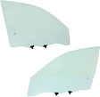 Front, Driver and Passenger Side Door Glasses, Green Tint, No Tint, Replaces NAGS No. DD09620 GTYN, DD09621 GTYN