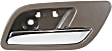 Front and Rear, Driver and Passenger Side Interior Door Handles, Brown bezel with chrome lever, Without Door Lock Hole