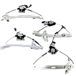 Front and Rear, Driver and Passenger Side Power Window Regulator, With Motor