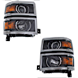 Driver and Passenger Side Headlight, Assembly, Halogen, Black Interior