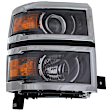 Driver and Passenger Side Headlight, Assembly, Halogen, Black Interior