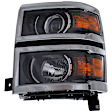 Driver and Passenger Side Headlight, Assembly, Halogen, Black Interior