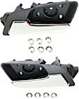 Front and Rear, Driver and Passenger Side Interior Door Handles, Chrome Lever with Textured Black Bezel, Without Door Lock Hole