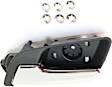 Front and Rear, Driver and Passenger Side Interior Door Handles, Chrome Lever with Textured Black Bezel, Without Door Lock Hole