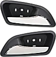 Front or Rear, Driver and Passenger Side Interior Door Handles, Chrome Lever with Black Bezel, Without Door Lock Hole