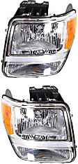 Driver and Passenger Side Headlights, with Bulbs, Halogen, For Models without Headlights Leveling System