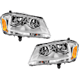 Driver and Passenger Side Headlights, with Bulbs, Halogen, Sedan, CAPA Certified