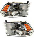 2012 Ram 3500 - Driver and Passenger Side Halogen Headlight, With bulb(s), For Models With Quad Lights, OE Replacement