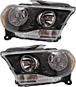 Driver and Passenger Side Headlights, with Bulbs, Halogen, Black Interior
