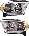 Driver and Passenger Side Headlights, with Bulbs, Halogen, For Model with Chrome Interior