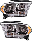 Driver and Passenger Side Headlights, with Bulbs, Halogen, For Model with Chrome Interior, CAPA Certified