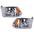 Driver and Passenger Side Headlights, with Bulbs, Halogen, Reflector Type, For Models with Quad Lights, without Daytime Running Lights