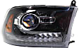 Driver and Passenger Side Headlights, with Bulbs, Halogen, Projector Type, Black Interior, CAPA Certified