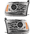 2014 Ram 2500 - Driver and Passenger Side Halogen Headlight, With bulb(s),  For Models with LMC Code (Bi-Function  Projector s with Chrome Interior), OE Replacement, Crew Cab Pickup