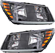 Driver and Passenger Side Headlights, with Bulbs, Halogen, with Black Trim