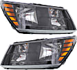 Driver and Passenger Side Headlights, with Bulbs, Halogen, with Black Trim, CAPA Certified