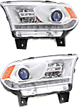 Driver and Passenger Side Headlights, with Bulbs, Halogen, with LED daytime running light