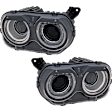 2015-2023 Dodge Challenger - Driver and Passenger Side Headlights, with Bulbs, Halogen, For Models without Air Ducts, CAPA CERTIFIED