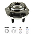 Front, Driver and Passenger Side Wheel Hub, 5 Lugs, With Bearing